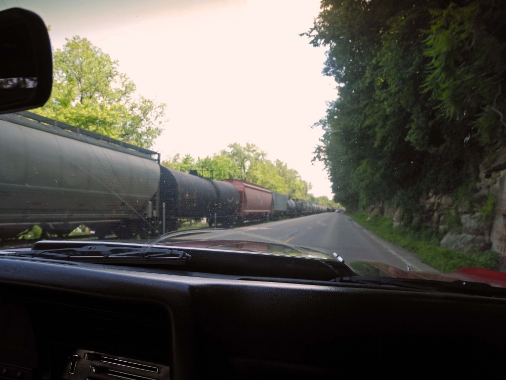 The train on one side of us and the cliffs on the other side. Really cool!