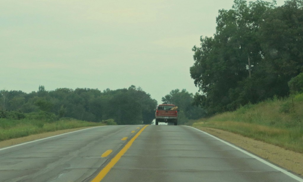 Following William in Daryl's truck