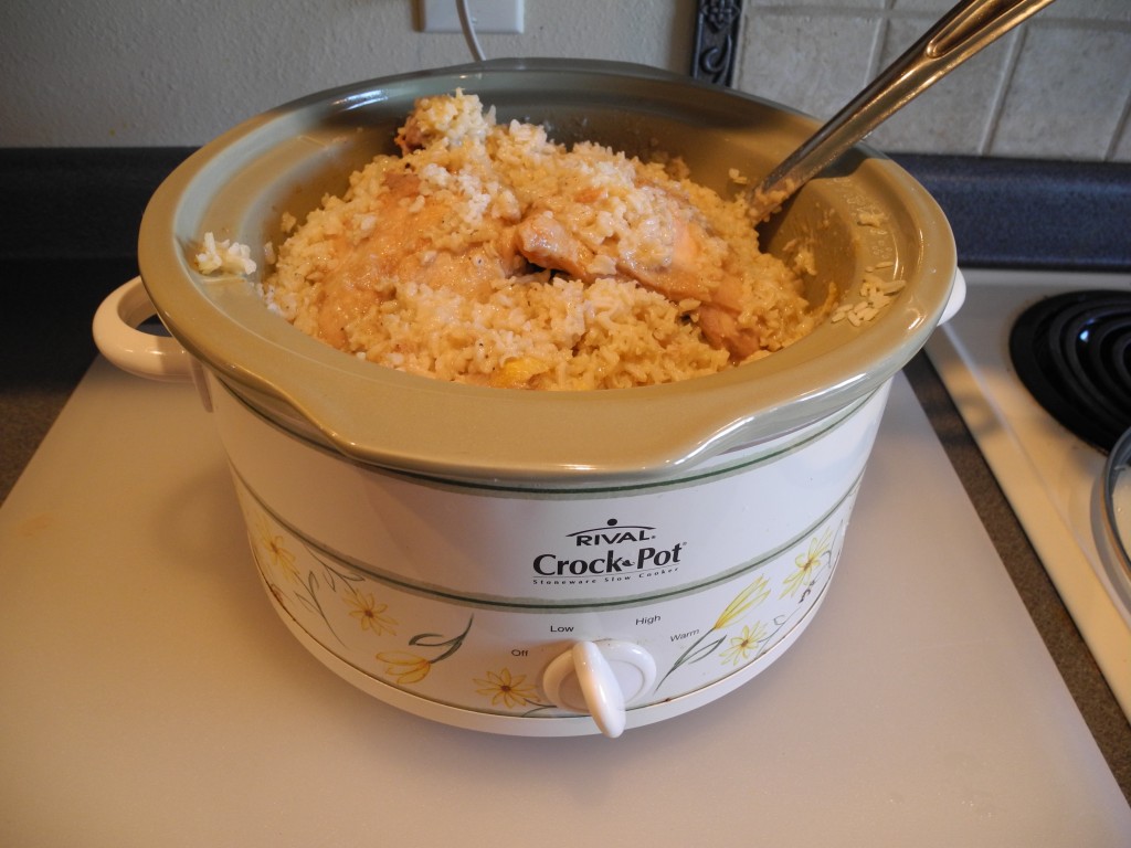 There is a lot of rice in this crock pot!