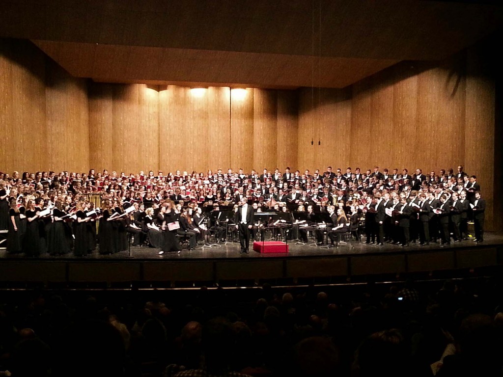 All the choirs combined at the end of the concert