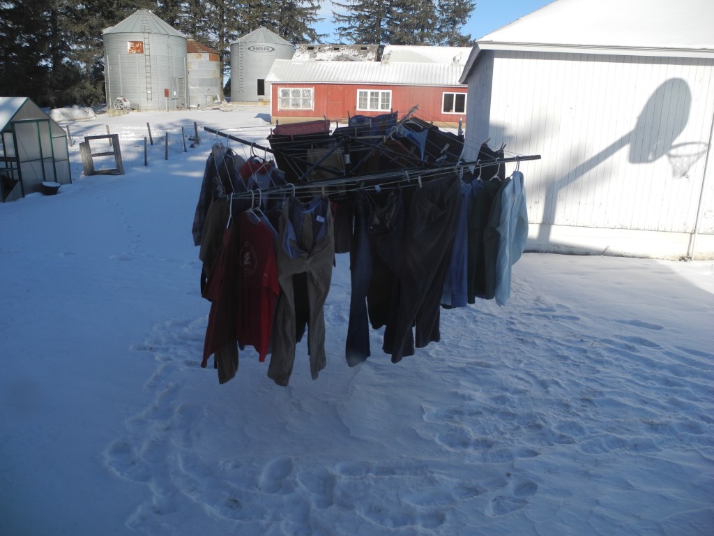 The clothes are frozen solid. Literally!