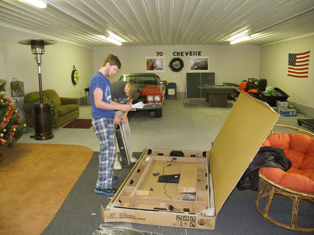 Putting together the air hockey table