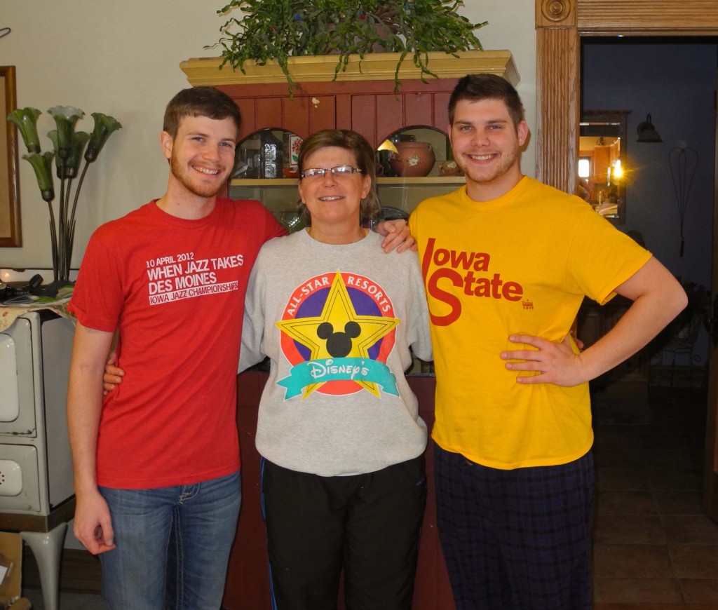 The boys and myself in front of the cupboard. I'm not sure when I got so short though!