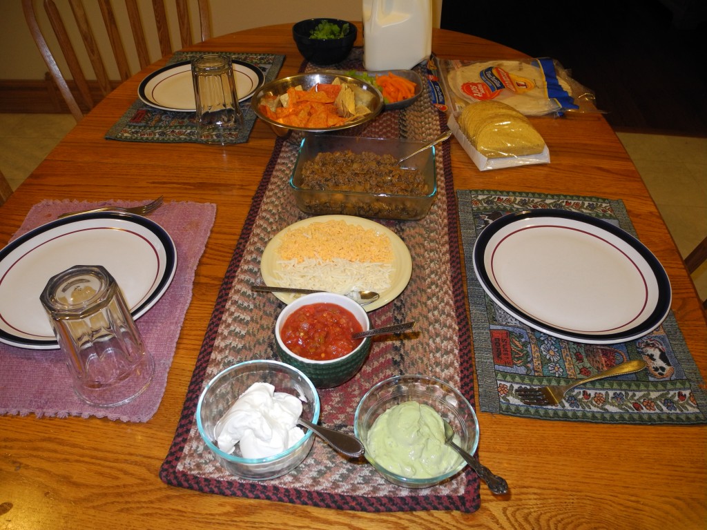 Tonight was Taco Night at our house. Thanks Kyle! 