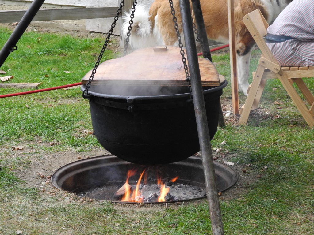 Stew cooking literally over an open fire!