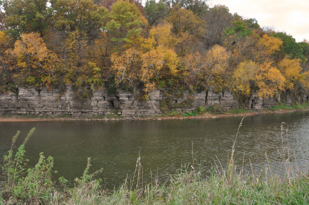 Limestone bluffs used to make the Mill. This is across the river from the Mill