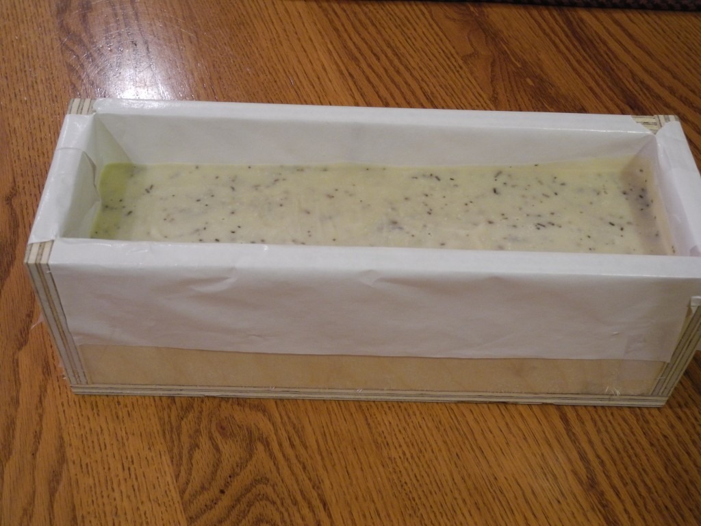 The Rosemary soap is set and now needs to be un-molded 