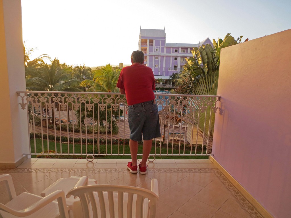 Daryl checking out the hotel from the balcony