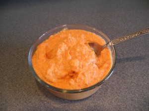 Roasted red pepper hummus.