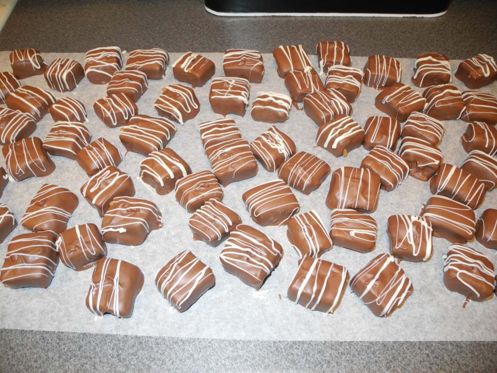 Home made caramel pecan turtles all ready to go!