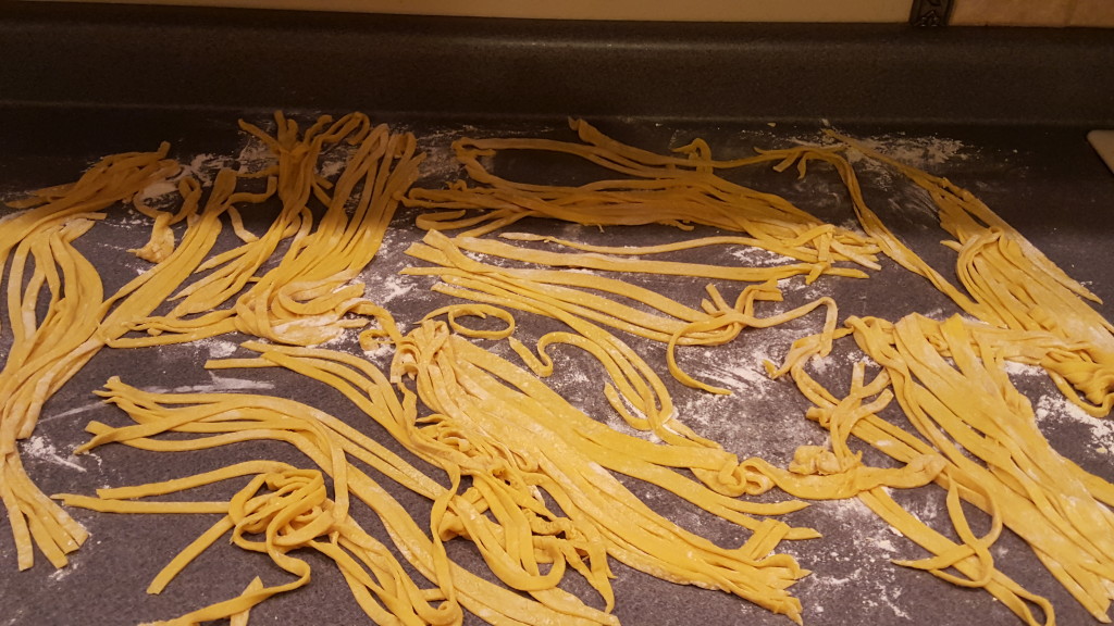 Noodles drying on the counter