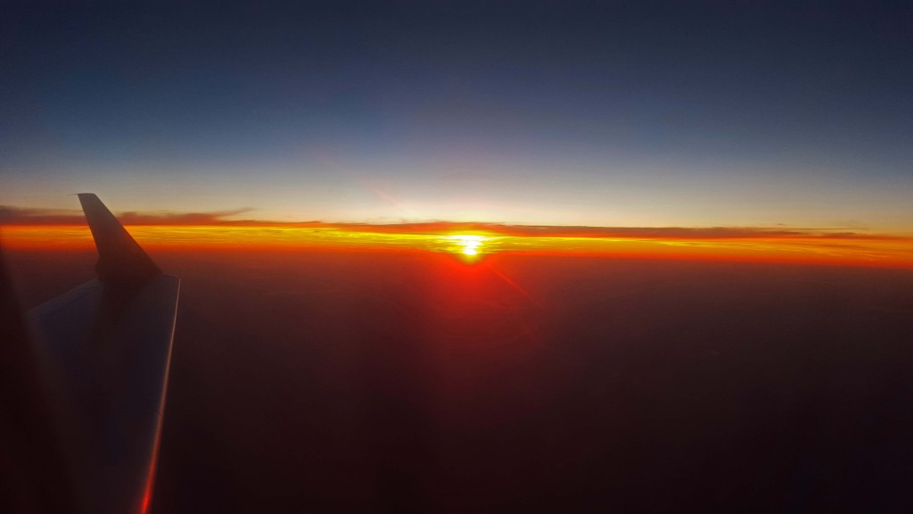 Morning sunrise while we were on the airplane